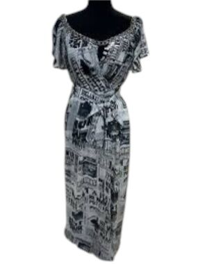 L'ATISTE Black & White Printed Maxi Dress